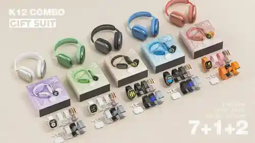 Super Combo Smart Watch Con 7 Pulsos + Diademas + Audífonos Inalámbricos Colores Varios