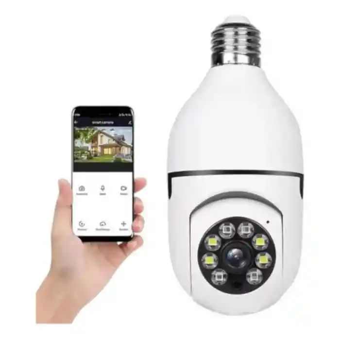 Camara De Seguridad Tipo Bombillo Con Wifi Aplicacion V380 Discreta