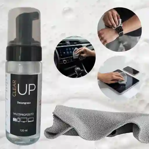 Limpiador De Pantallas/lentes Clear Up - Espuma Activada 120ml Más Paño De Microfibra Premuim