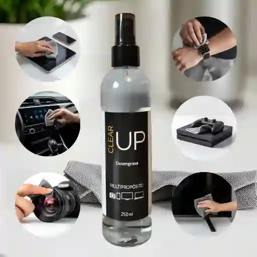 Limpiador De Pantallas/lentes Clear Up - Desengrasante, Anti-huellas Y Antiestático. Spray 250ml Más Paño De Microfibra Premium.