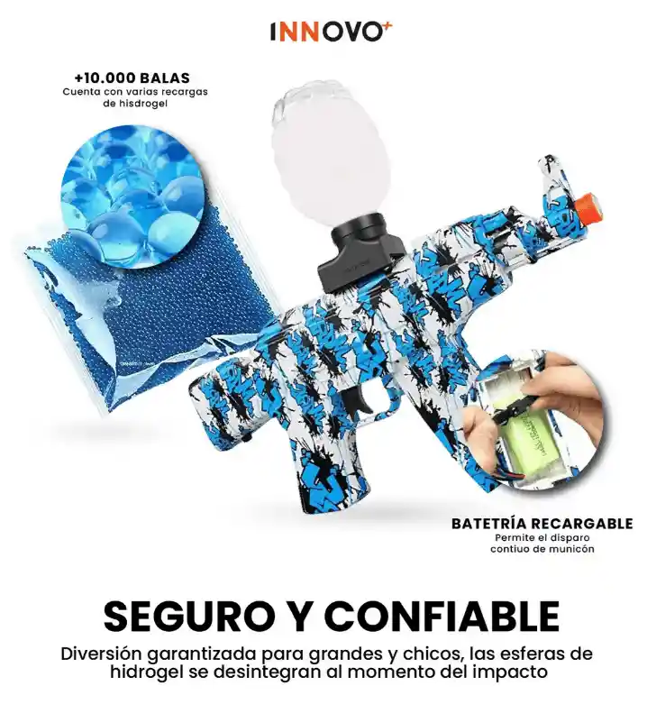 Pistola De Hidrogel Juguete Ak47 Recargable Con 100.000 Orviz Multicolor