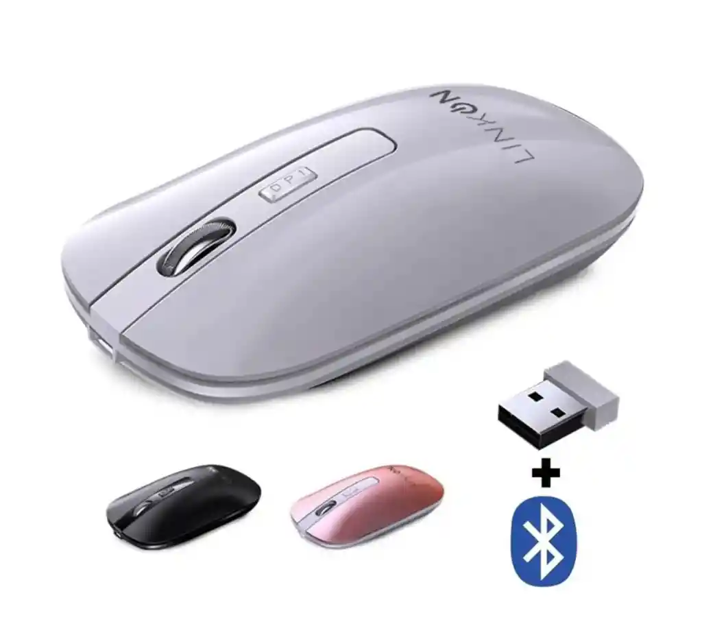 Mouse Inalambrico Dual Usb Y Bluetooth Recargable, Ipad , Pc, Android Y Iphone