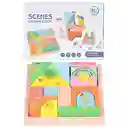 Juego Didáctico Bloques De Madera Escenas Creativas Niños