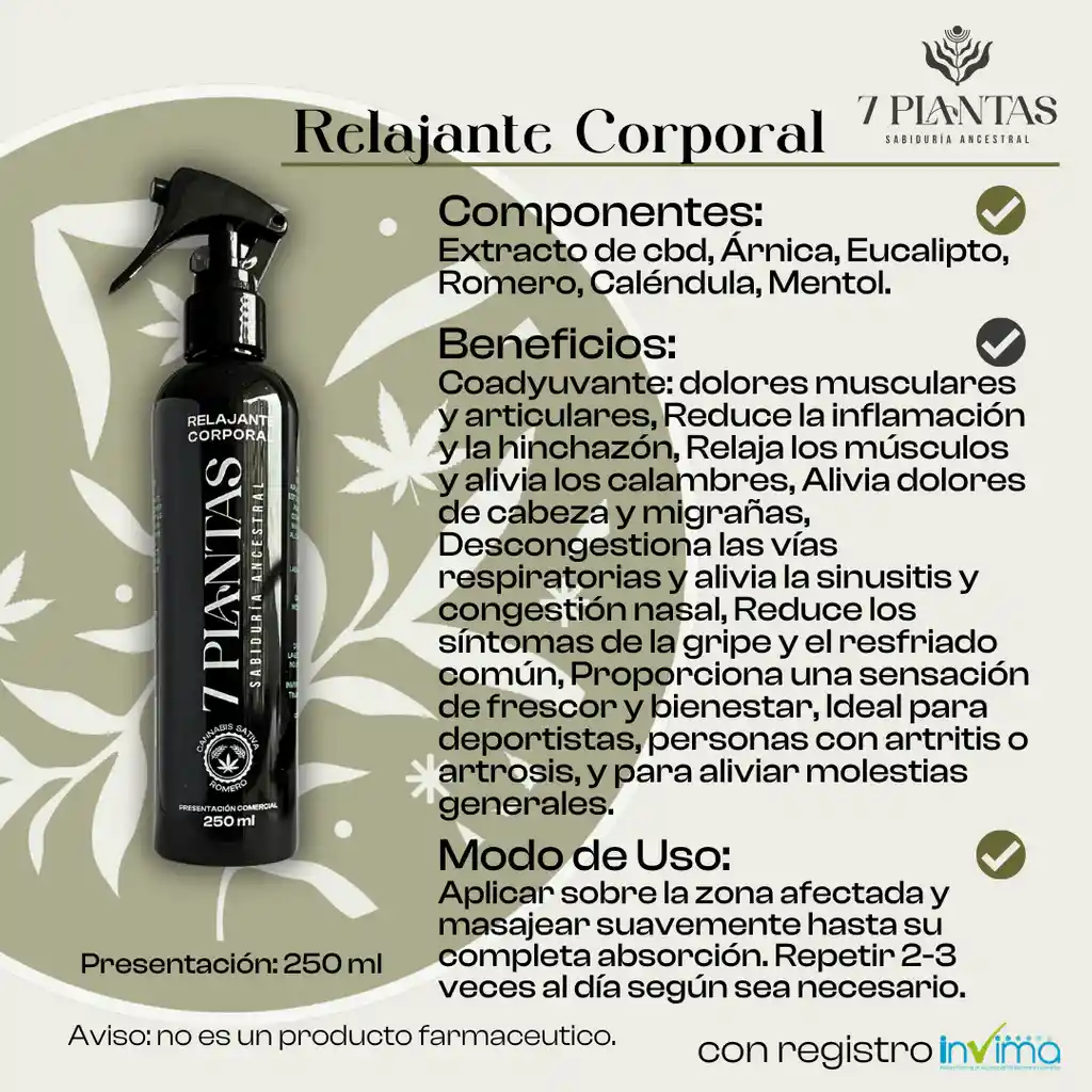 7 Plantas Relajante Corporal Spray 250 Ml