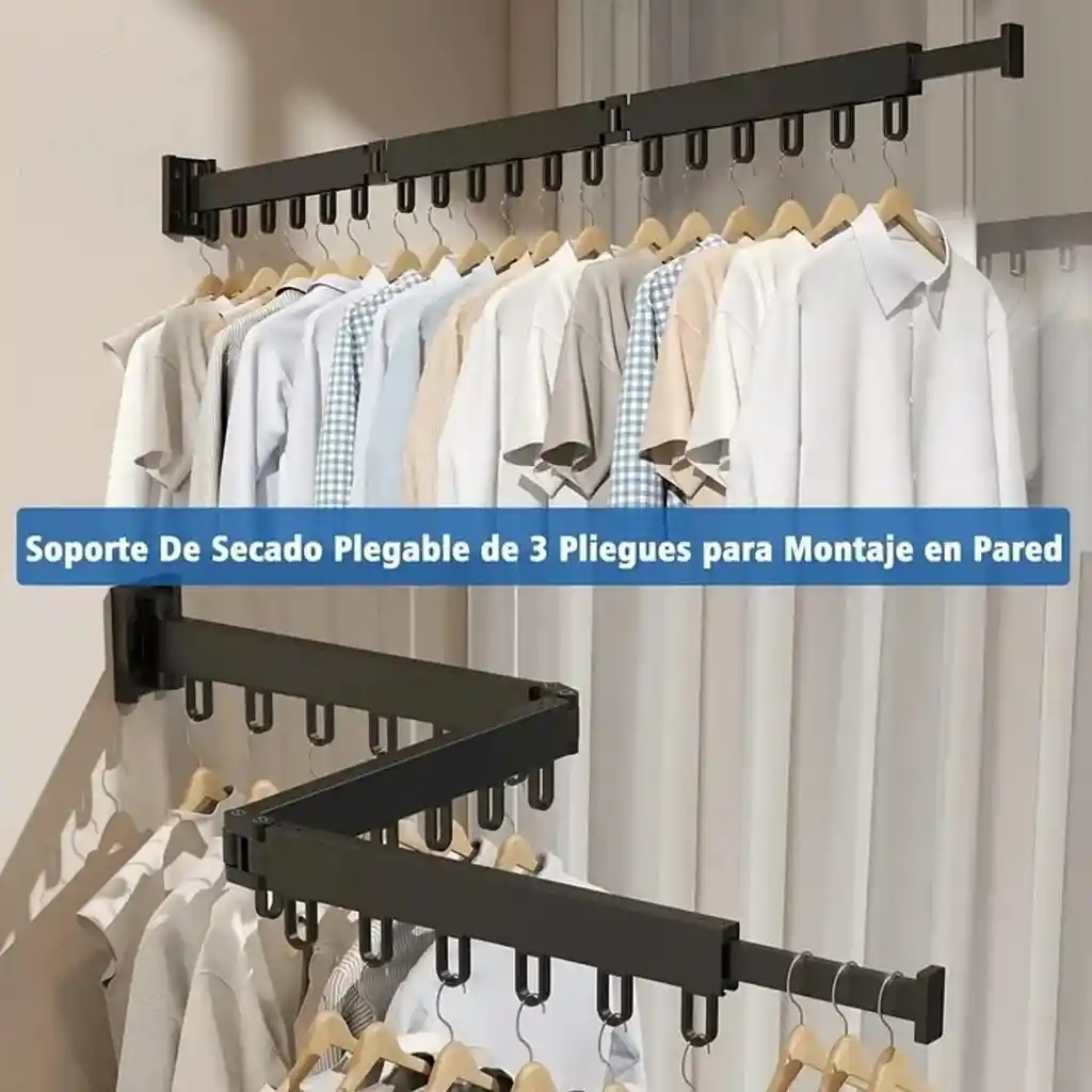 Soporte De Secado Con Ganchos Plegable De 3 Pliegues