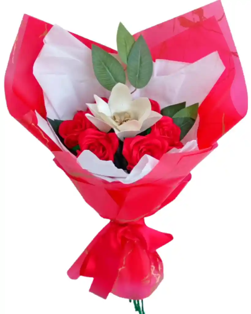 Ramo De Rosas Rojas Y Lirio Blanco Amor Eterno