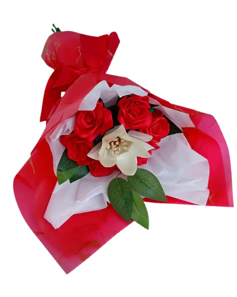 Ramo De Rosas Rojas Y Lirio Blanco Amor Eterno
