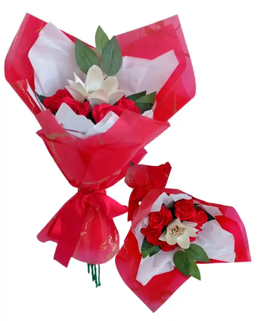 Ramo De Rosas Rojas Y Lirio Blanco Amor Eterno