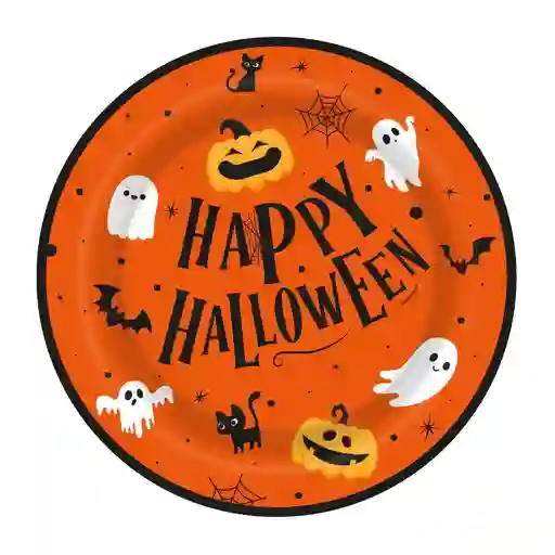 Plato Halloween Fantasmitas 7" X 8 Unidades Sempertex