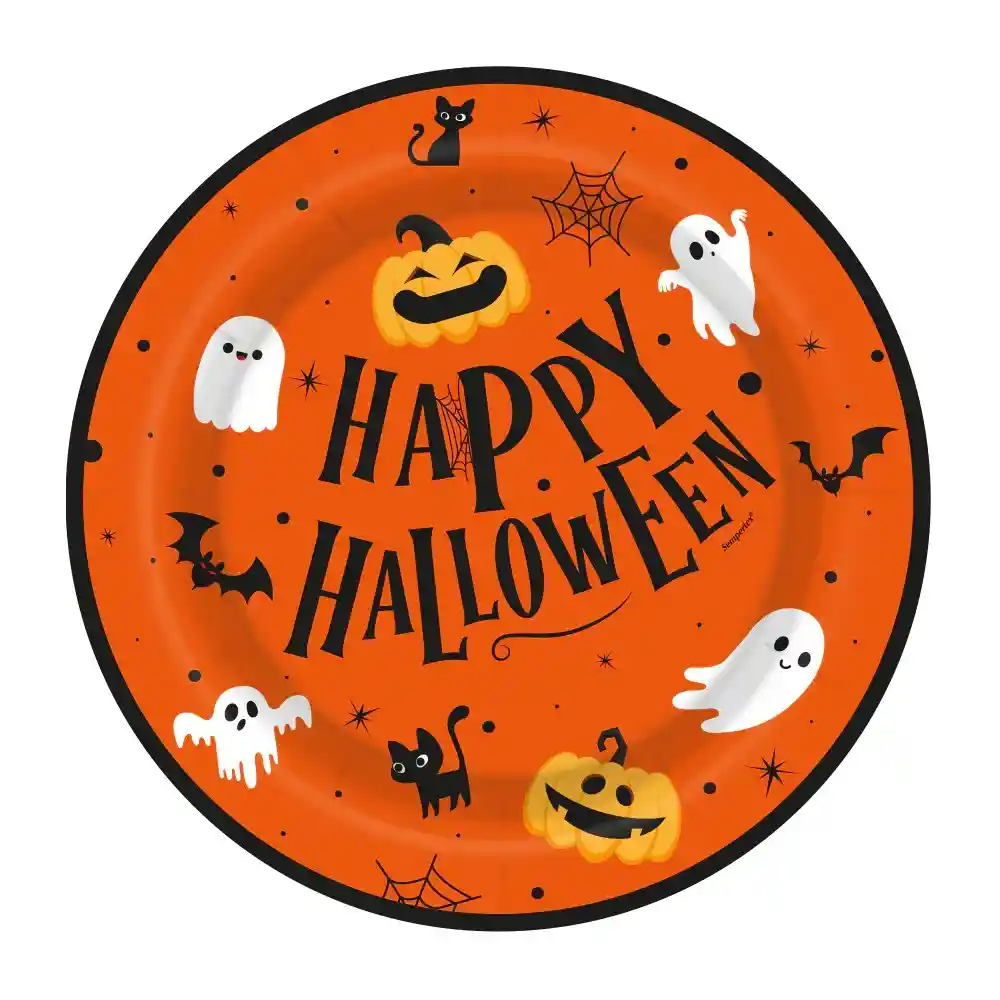 Plato Halloween Fantasmitas 7" X 8 Unidades Sempertex