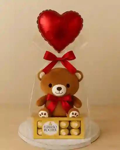 Regalo De Amor Y Amistad. Chocolates Ferrero Y Peluche