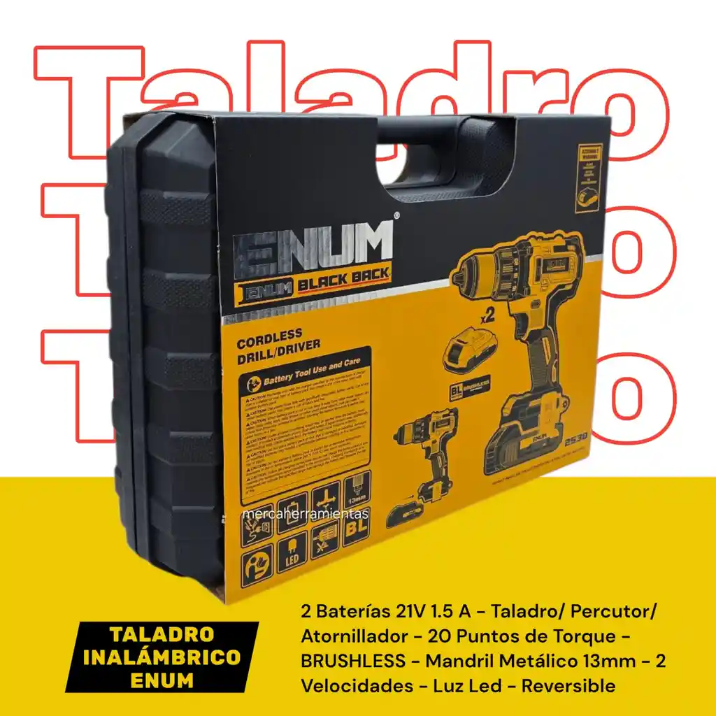 Taladro Percutor Inalámbrico 21v Atornillador Brushless