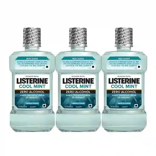 Listerine Cool Mint Sin Alcohol 3 Unidades / 500 Ml