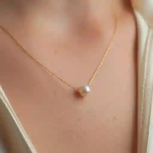 Cadena Perla Solitario