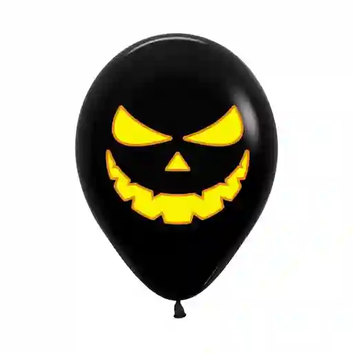 Globo Negro Calabaza Luz Impreso 2 Caras Halloween R12 X 12 Unidades Sempertex