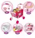 Carrito De Mercado Musical Con Luces Y 28 Accesorios Rosa