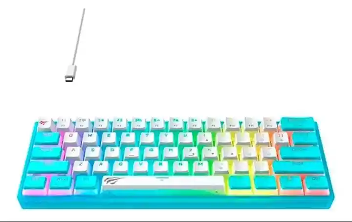 Teclado Mecanico Havit Kb903l Switch Rojo, Color Turquesa, Idioma Inglés 60%