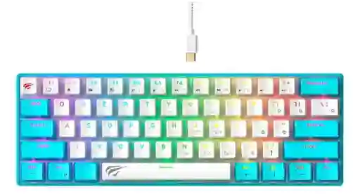 Teclado Mecanico Havit Kb903l Switch Rojo, Color Turquesa, Idioma Inglés 60%