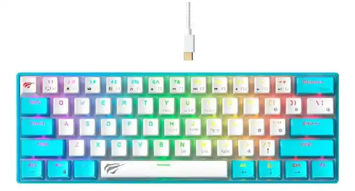 Teclado Mecanico Havit Kb903l Switch Rojo, Color Turquesa, Idioma Inglés 60%