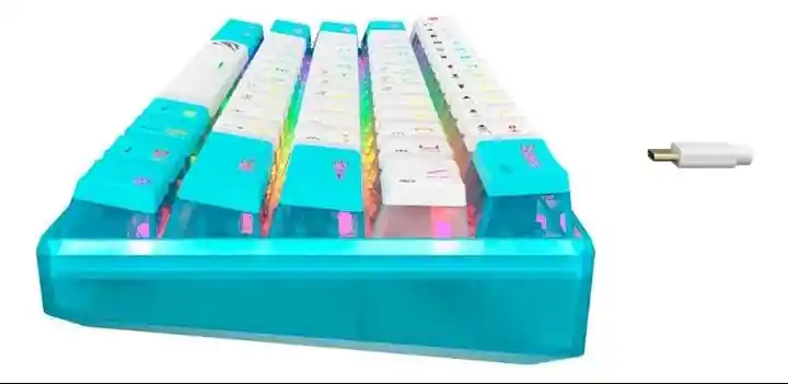 Teclado Mecanico Havit Kb903l Switch Rojo, Color Turquesa, Idioma Inglés 60%