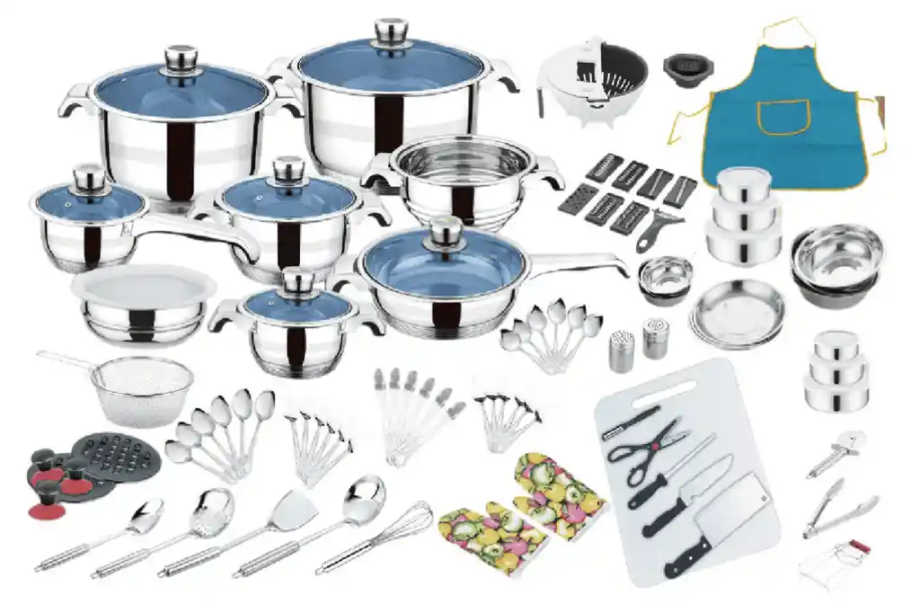 Juego De Ollas 100 Piezas Acero Quirúrgico Inoxidable Utensilios Cocina Infaltables Cook Ware