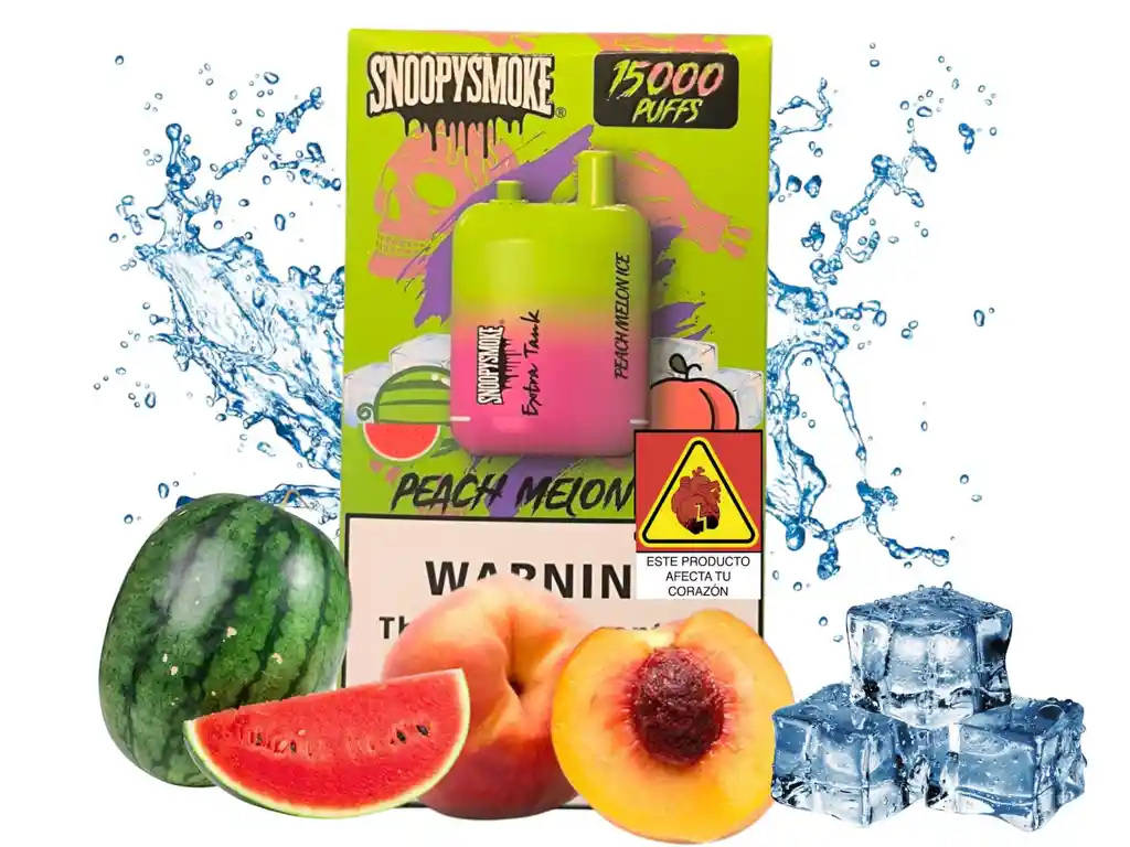 Vape Desechable Snoopysmoke 15.000 Puffs Peach Melon Ice 5% Nic. Vape Desechable Snoopysmoke 15.000 Puffs Peach Melon Ice 5% Nic.
