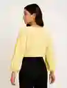 Blusa Mujer Escote V Manga Bombacha - Ocaso Amarillo