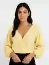 Blusa Mujer Escote V Manga Bombacha - Ocaso Amarillo