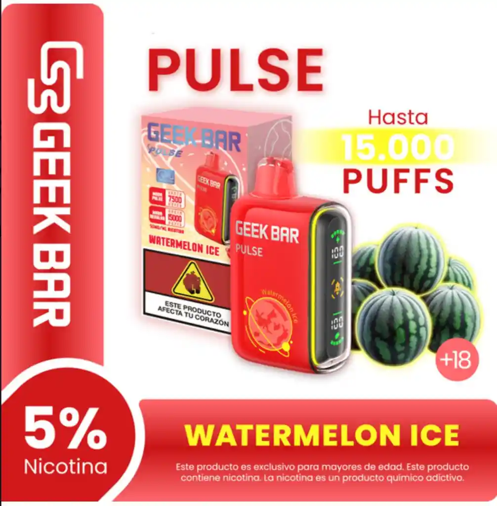 Vape Geek Bar Pulse 15.000, Watermelon Ice