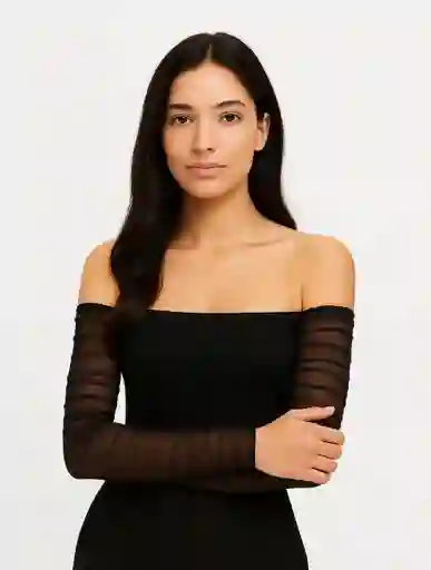 Blusa Mesh Malla -the Petal Negro Sm