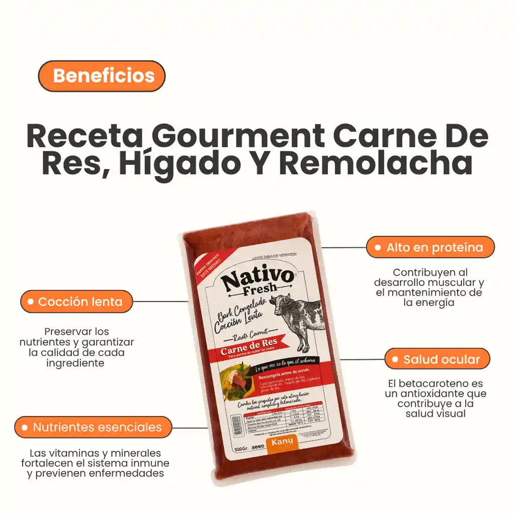 Kanu Receta Gourmet Carne De Res Higado Y Remolacha X 500 Gr Para Perro