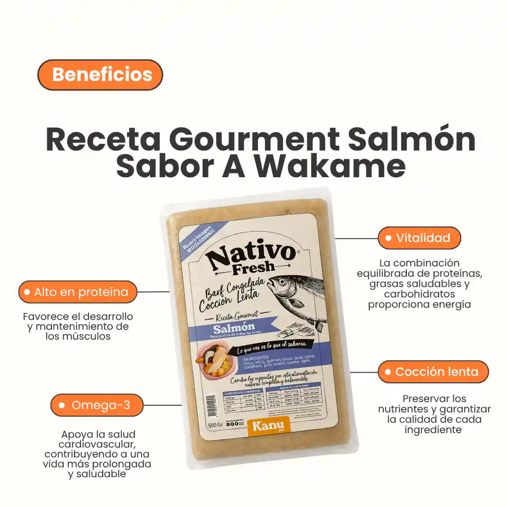 Kanu Receta Gourmet Basa Salmon Wakame X 500 Gr Para Perro