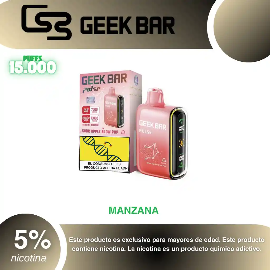 Vape Geek Bar Pulse 15.000, Sour Apple B Pop