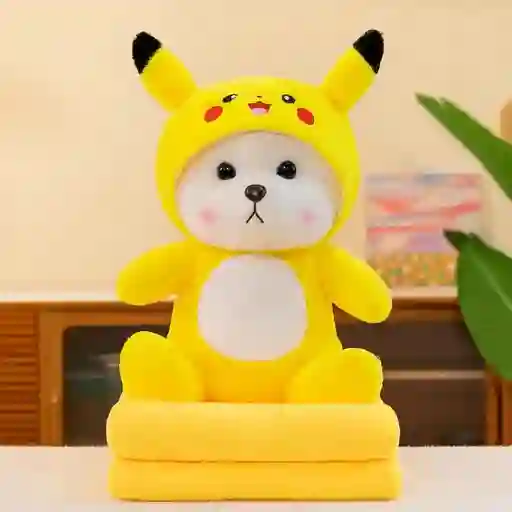 Cojín Tipo Peluche + Cobija Oso Pikachu