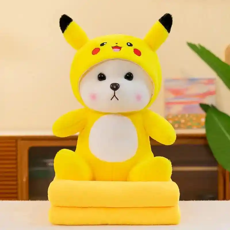 Cojín Tipo Peluche + Cobija Oso Pikachu