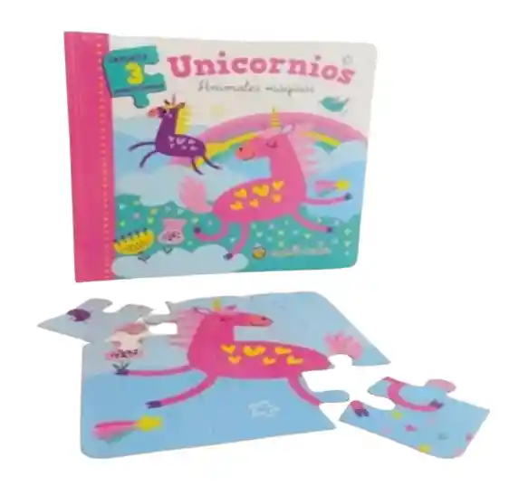 Libro Didáctico Unicornios Con Rompecabezas Para Niños