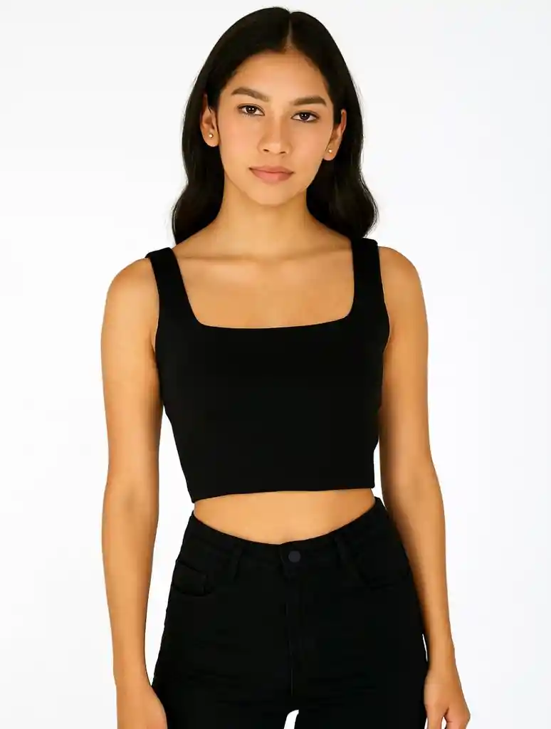 Crop Top Para Mujer- The Pause Negro S