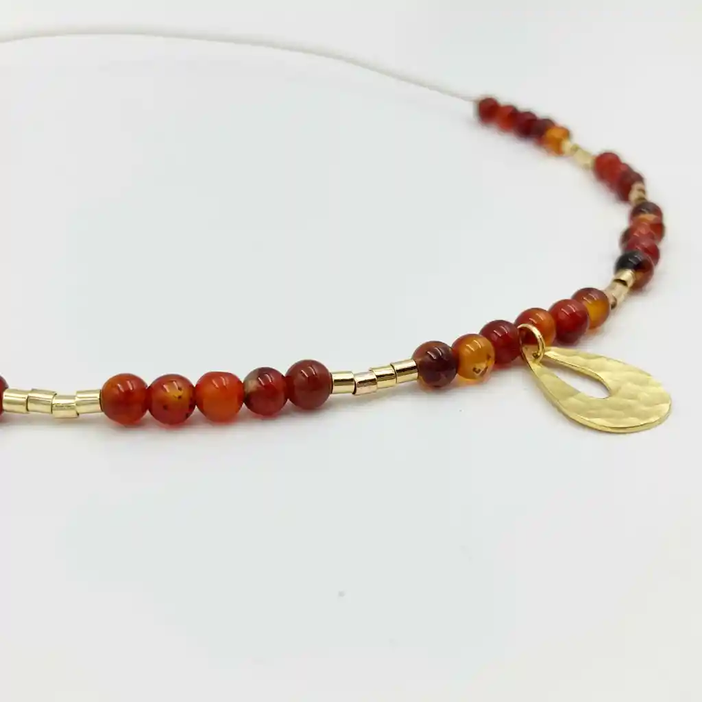 Collar Piedra Agata Cornalina