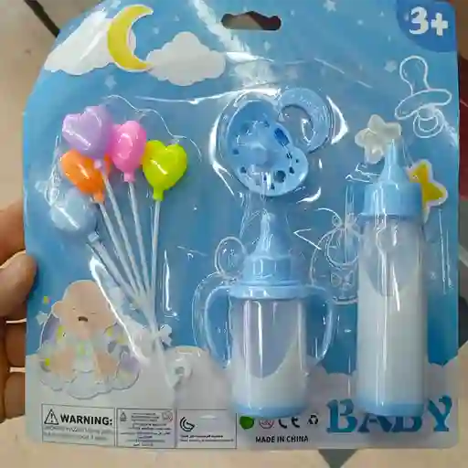 Biberón Tetero Mágico De Muñecas Bebe Leche Jugo Niñas X3
