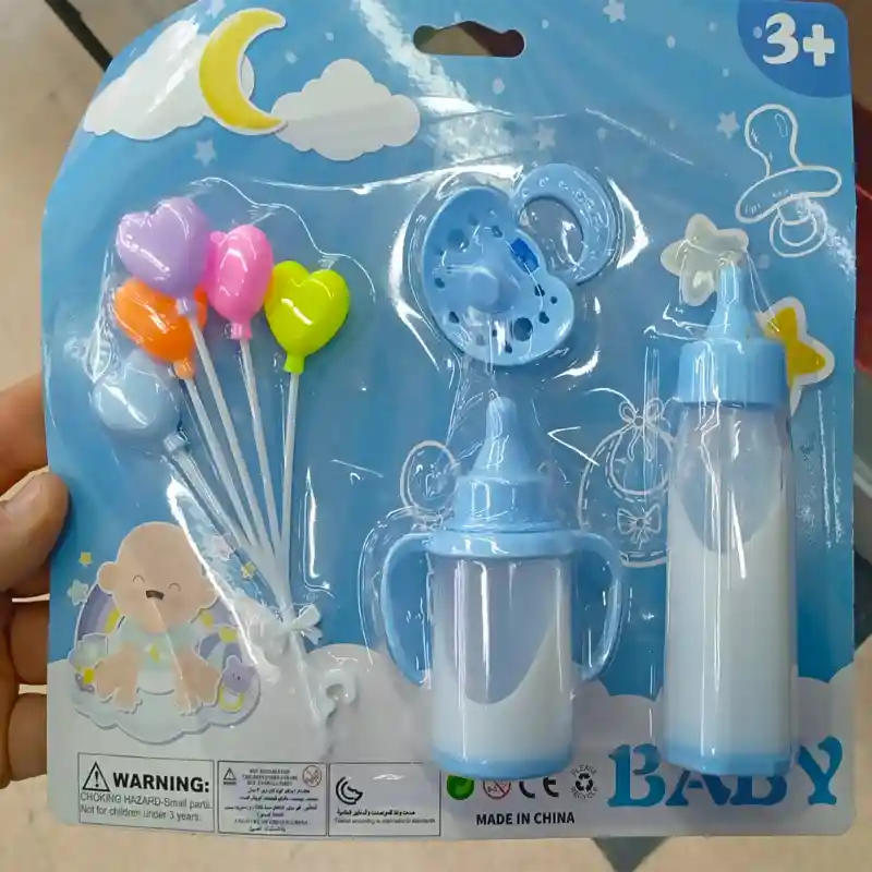 Biberón Tetero Mágico De Muñecas Bebe Leche Jugo Niñas X3
