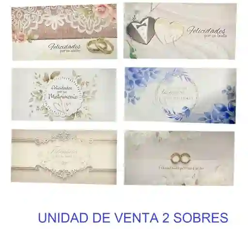 Lluvia De Sobres Matrimonio Diseños Surtidos X 2 Unidades