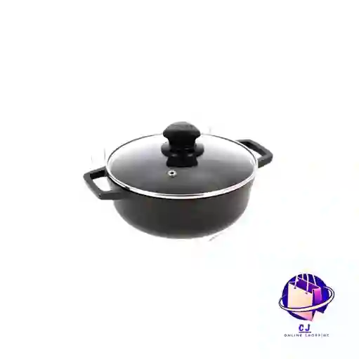 Caldero Fundido Negro 26cm Tapa De Vidrio Imusa