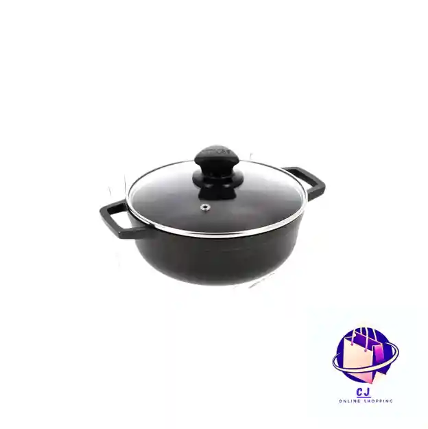 Caldero Fundido Negro 26cm Tapa De Vidrio Imusa