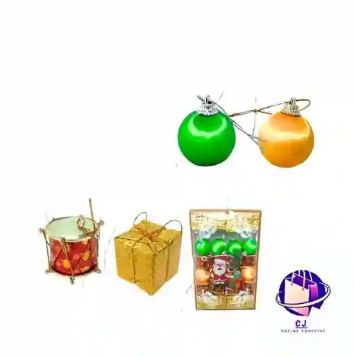 Adorno De Navidad Acetato Surtido X 24 Pcs (bola/tambor/regalo)
