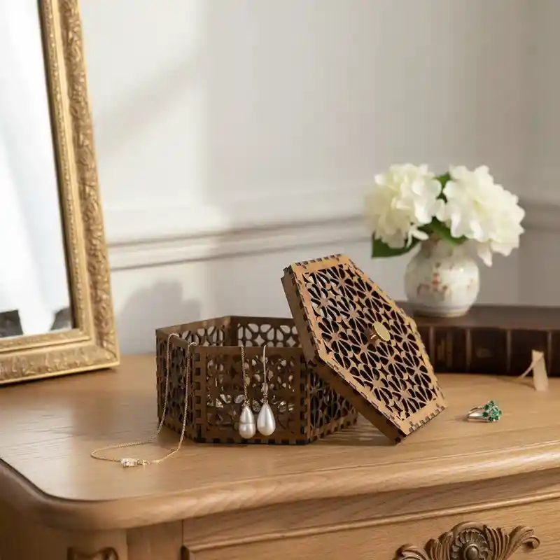 Caja De Madera Hexagonal 4