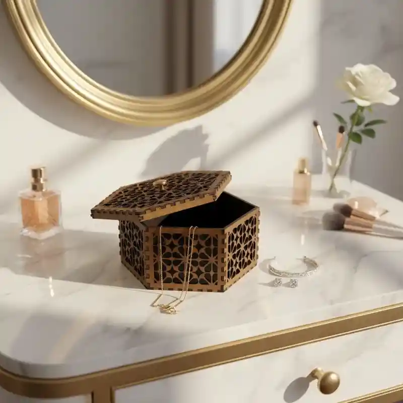 Caja De Madera Hexagonal 4