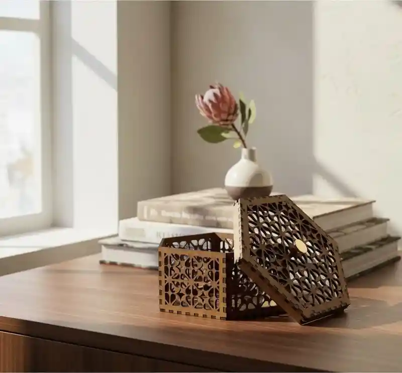 Caja De Madera Hexagonal 4