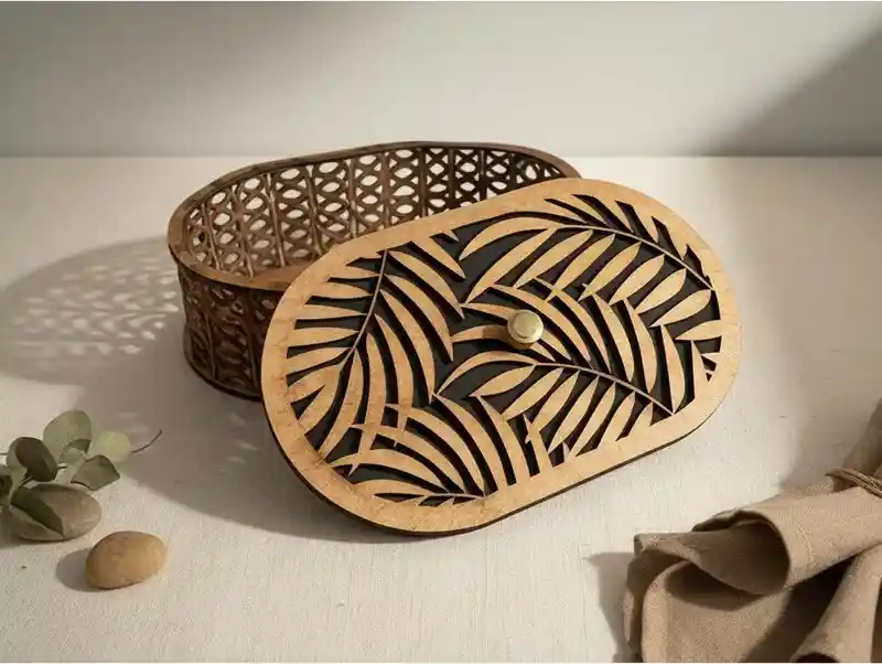 Caja De Madera Ovalada Mediana