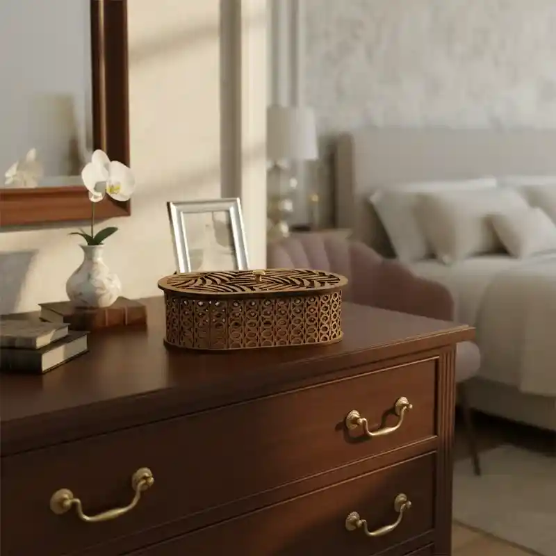 Caja De Madera Ovalada Mediana