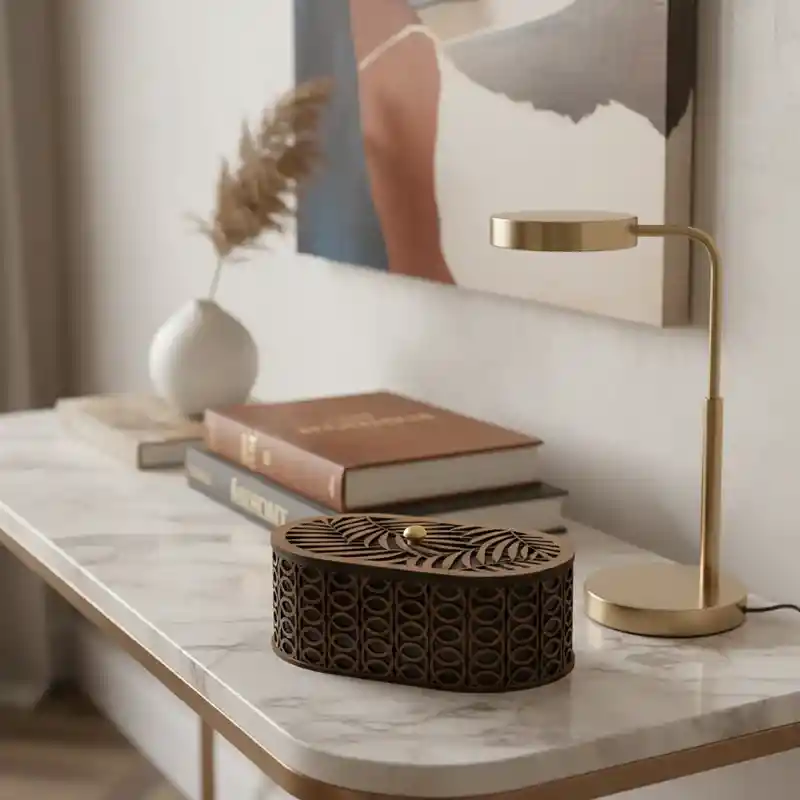 Caja De Madera Ovalada Mediana